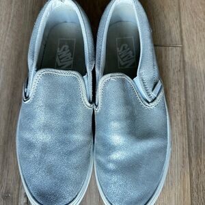 Vans Metallic Silver Slip-On Shoes